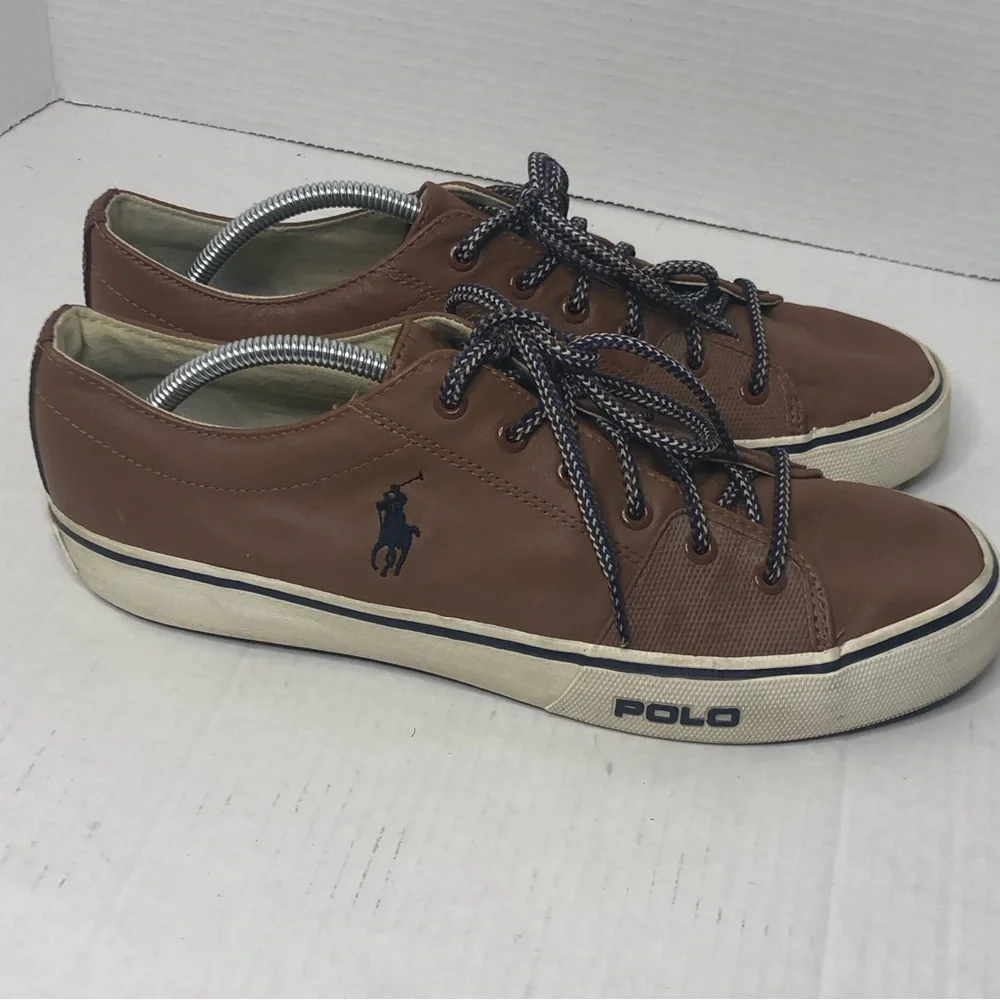Ralph Lauren Loafers Polo Mens 11.5D Cantor Low II Leather Brown Boat Shoes